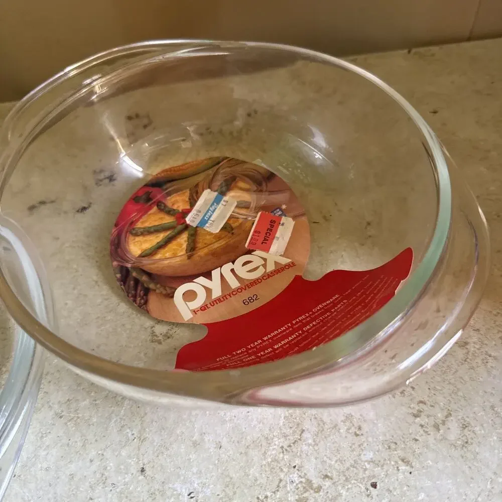 Vintage Pyrex 022 1qt Clear Glass Casserole Covered Dish Tab Lid 682 012 ~ USA